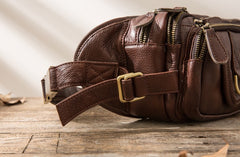 Coffee Cool Leather Fanny Packs Mens Waist Bag Hip Pack Belt Bag for Men - iwalletsmen