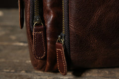 Genuine Leather Mens Cool Shoulder Bag Messenger Bag Chest Bag Bike Bag Cycling Bag for men