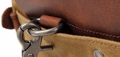Mens Waxed Canvas Leather Side Bag Messenger Bag Canvas Courier Bag for Men - iwalletsmen