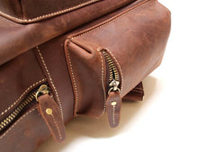 Vintage Coffee Mens Leather Backpack Travel Backpacks Laptop Backpack for men - iwalletsmen