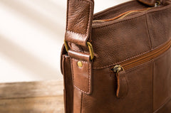 Cool Small Leather Coffee Mens Messenger Bags Shoulder Bags  for Men - iwalletsmen