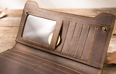 Vintage Cool Mens long Wallet Leather Wallet Long Wallet for Men - iwalletsmen