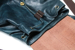 Cool Green Mens Leather Backpack Travel Backpacks Laptop Backpacks for men - iwalletsmen