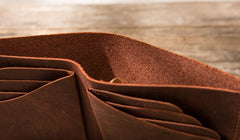 Brown Cool Leather Mens Small Wallet Bifold Vintage Slim billfold Wallet for Men - iwalletsmen