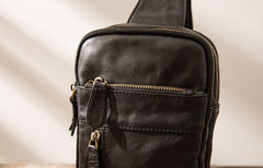 Vintage Leather Mens Sling Bag Sling Shoulder Bag Sling Backpack for men - iwalletsmen