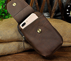 Small Mens Leather Belt Pouch Holsters Belt Cases Cell Phone Waist Pouch for Men - iwalletsmen