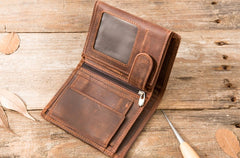 Cool Leather Mens Small Wallets Bifold Vintage Slim billfold Wallet for Men - iwalletsmen