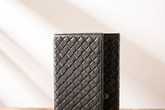 Cool Black Braided Leather Mens Long Wallet Long Wallet for Men - iwalletsmen