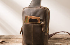 Cool Leather Mens Sling Bag Sling Shoulder Bags Sling Backpack for men - iwalletsmen