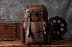 Handmade Leather Mens Cool Backpack Sling Bag Large Travel Bag Hiking Bag for men