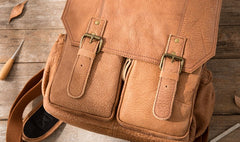 Cool Brown Mens Leather Backpacks Travel Backpacks Laptop Backpack for men - iwalletsmen
