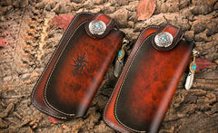 Handmade Leather Mens Cool Long World of Warcraft Leather Chain Wallet Cards Biker Trucker Wallet - iwalletsmen