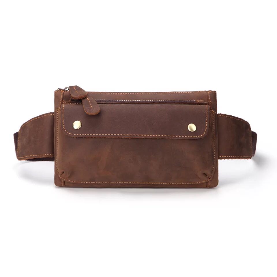 Vintage Leather Fanny Pack Mens Waist Bag Hip Pack Belt Bag for Men - iwalletsmen