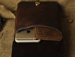 Mens Leather Small Side Bag COURIER BAG Waist Pouch Holster Belt Case Belt Pouch for Men - iwalletsmen