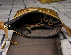 Mens Leather Small Side Bag COURIER BAGs Waist Pouch Holster Belt Case Belt Pouch for Men - iwalletsmen