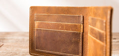 Vintage Leather Mens Small Wallets Bifold Slim Front Pocket Wallet for Men - iwalletsmen