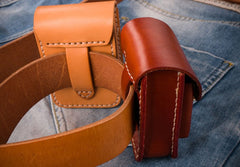Handmade Leather Mens Leather Cigarette Case Cigarette Box Lighter Pocket Tobacco Pouch - iwalletsmen