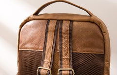 Brown Mens Leather Backpacks Travel Backpacks Laptop Backpack for men - iwalletsmen
