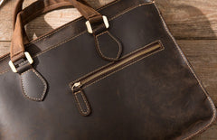 Coffee Leather Mens Briefcase Work Bag Laptop Bag Business Bag for Men - iwalletsmen