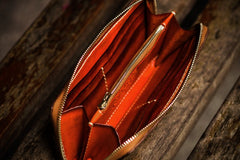Handmade Leather Mens Tibetan Chain Biker Wallet Cool Leather Wallet Long Clutch Wallets for Men