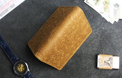Handmade Leather Floral Mens Cool billfold Wallet Passport Card Holder Small Card Slim Wallets for Men