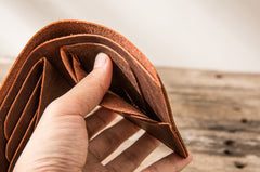 Brown Cool Leather Mens Small Wallet Bifold Vintage Slim billfold Wallet for Men - iwalletsmen