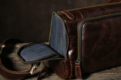 Genuine Leather Mens Cool Shoulder Bag Messenger Bag Chest Bag Bike Bag Cycling Bag for men