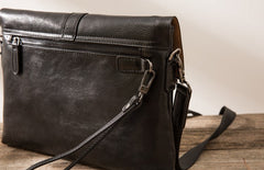 Small Leather Black Mens Cool Messenger Bags Shoulder Bags  for Men - iwalletsmen