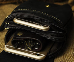 Small Mens Leather Belt Pouch Holsters Belt Case Cell Phone Waist Pouch for Men - iwalletsmen