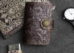 Handmade Leather Floral Mens Cool billfold Wallet Card Holder Small Card Slim Wallets for Men