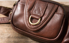 Coffee Cool Leather Fanny Packs Mens Waist Bag Hip Pack Belt Bag for Men - iwalletsmen