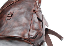 Cool Black Coffee Mens Leather Backpack Travel Backpack School Backpacks for men - iwalletsmen