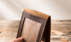 Coffee Cool Leather Mens Slim Small Wallets Bifold Vintage billfold Wallet for Men - iwalletsmen