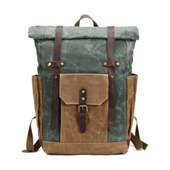 Waxed Canvas Leather Mens Travel Backpacks Canvas Backpack Canvas School Backpack for Men - iwalletsmen