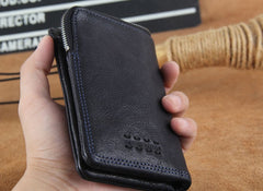 Handmade Genuine Leather Mens Cool Slim Leather Wallet Men Small Wallets Bifold for Men