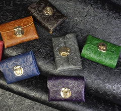 Handmade Leather Floral Mens Cool billfold Wallet Card Holder Small Card Slim Wallets for Men