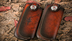 Handmade Leather Mens Cool Long World of Warcraft Leather Chain Wallet Cards Biker Trucker Wallet - iwalletsmen