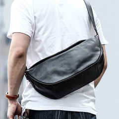 Brown Cool Leather Mens Saddle Messenger Bag Black Courier Bag Black Postman Bag For Men - iwalletsmen