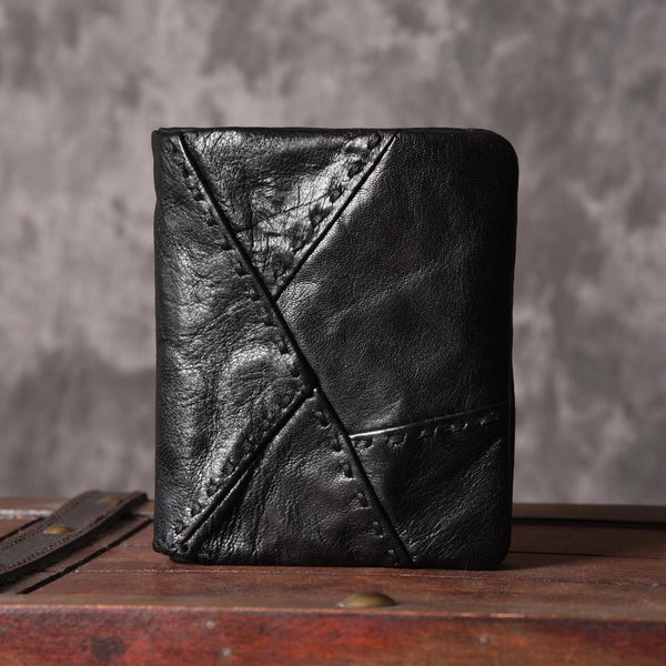 Handmade Mens Cool billfold Leather Wallet Men Small Slim Wallets Bifold for Men - iwalletsmen
