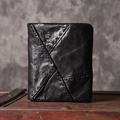 Handmade Mens Cool billfold Leather Wallet Men Small Slim Wallets Bifold for Men