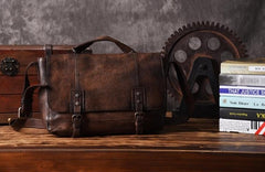 Handmade Leather Mens Cool Messenger Bag Briefcase Work Bag Business Bag for men