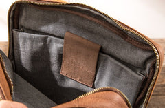 Cool Brown Mens Leather Backpacks Travel Backpacks Laptop Backpack for men - iwalletsmen