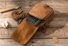 Leather Belt Pouch Phone Cases Mens Waist Bag Shoulder Bag for Men - iwalletsmen