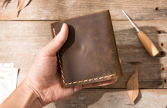 Cool Handmade Leather Mens Small Wallets Bifold Vintage billfold Wallet for Men - iwalletsmen