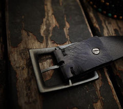 Handmade Genuine Leather Mens Belt Custom Cool Leather Men Black Belt for Men