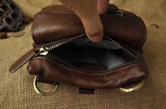 Mens Leather Small Side Bag COURIER BAG Waist Pouch Holster Belt Case Belt Pouch for Men - iwalletsmen