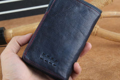 Handmade Genuine Leather Mens Cool Slim Leather Wallet Men Small Wallets Bifold for Men