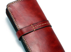 Handmade Leather Mens Chain Biker Wallet Cool Leather Wallet Long Phone Wallets for Men