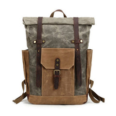 Waxed Canvas Leather Mens Travel Backpacks Canvas Backpack Canvas School Backpack for Men - iwalletsmen