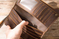 Vintage Cool Mens long Wallet Leather Wallet Long Wallet for Men - iwalletsmen